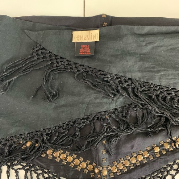 Nalini Black Silk Tie Around Top W/ Medal Embellishments One Size - Picture 12 of 14